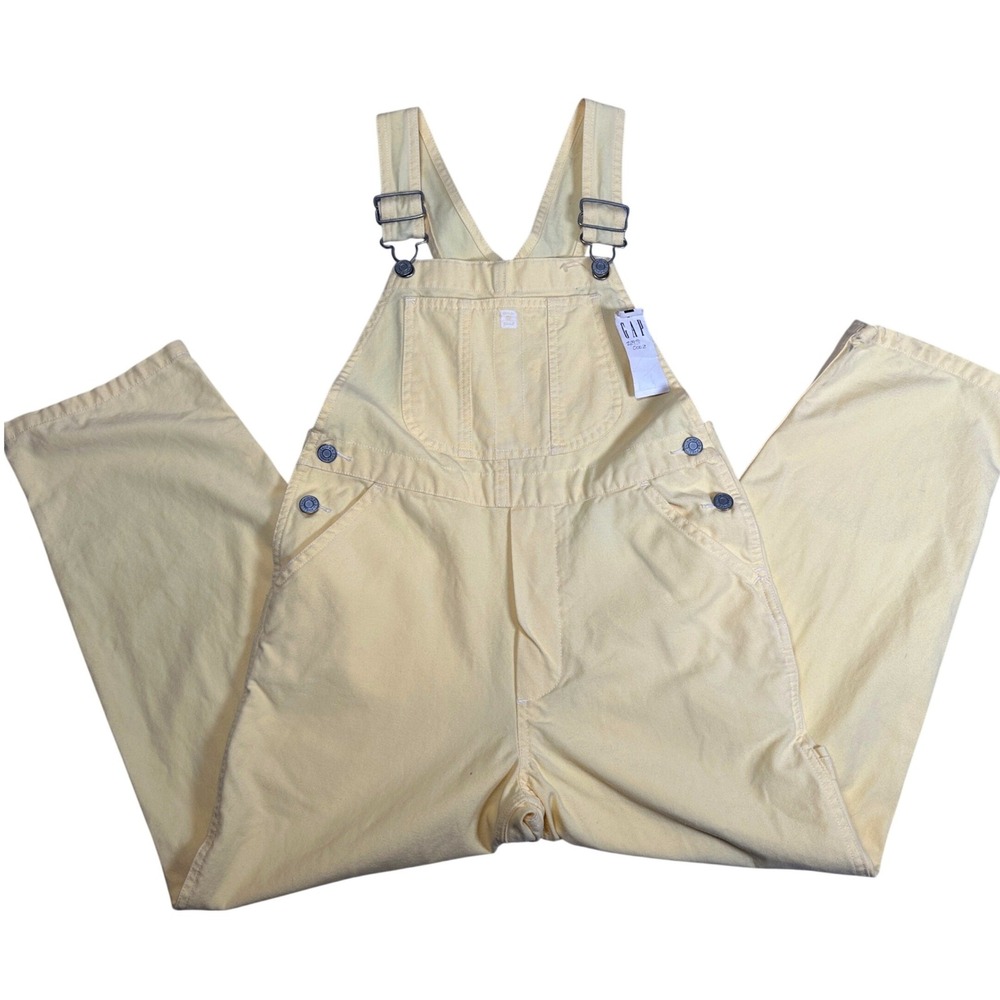 Gap Girl Vintage Pastel Butter Yellow Denim Overalls Carpenter Pants Medium